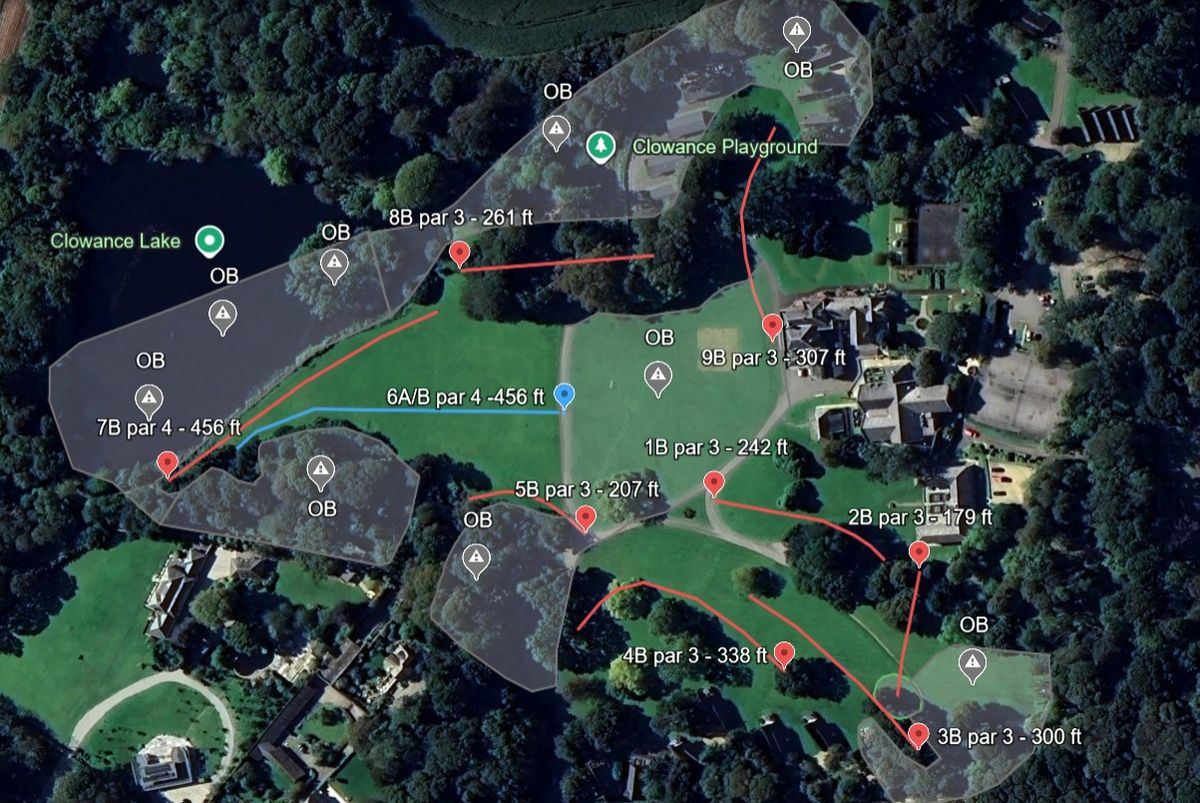 Layout overview of the B-Tee pad locations and intended flight line to the basket.