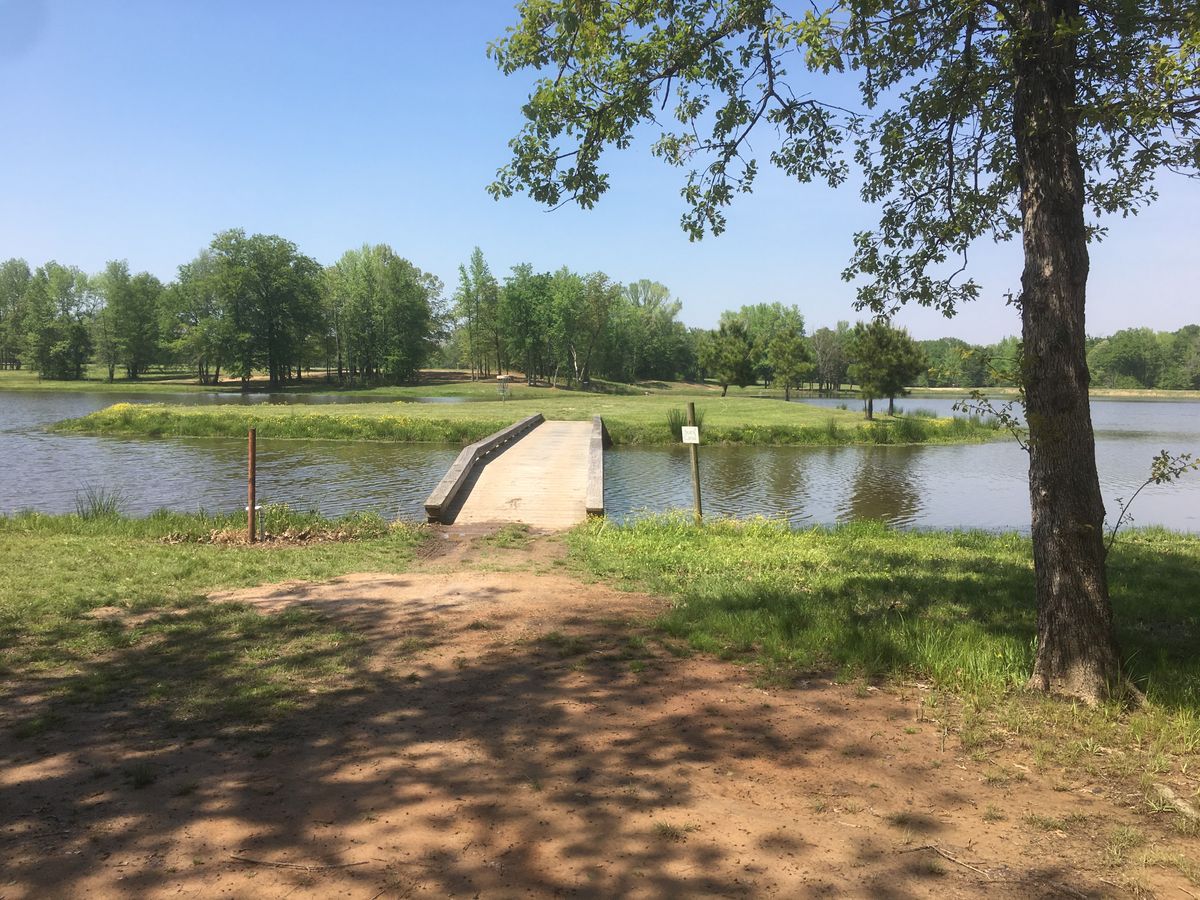 Hole #7 (the island) looking over the bridge