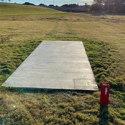 Hole 1 by the playground at the end of the parking lot