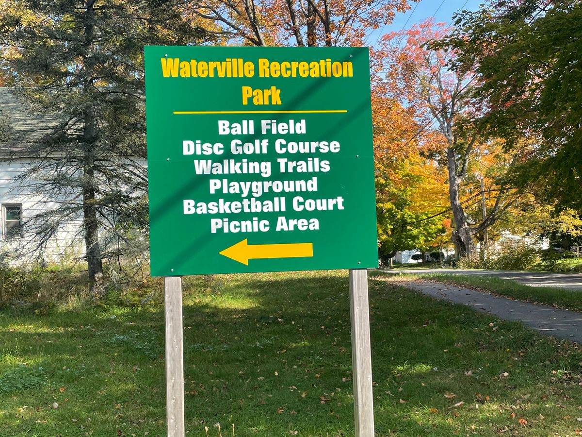 Sign at Waterville park entrance off Maple Street