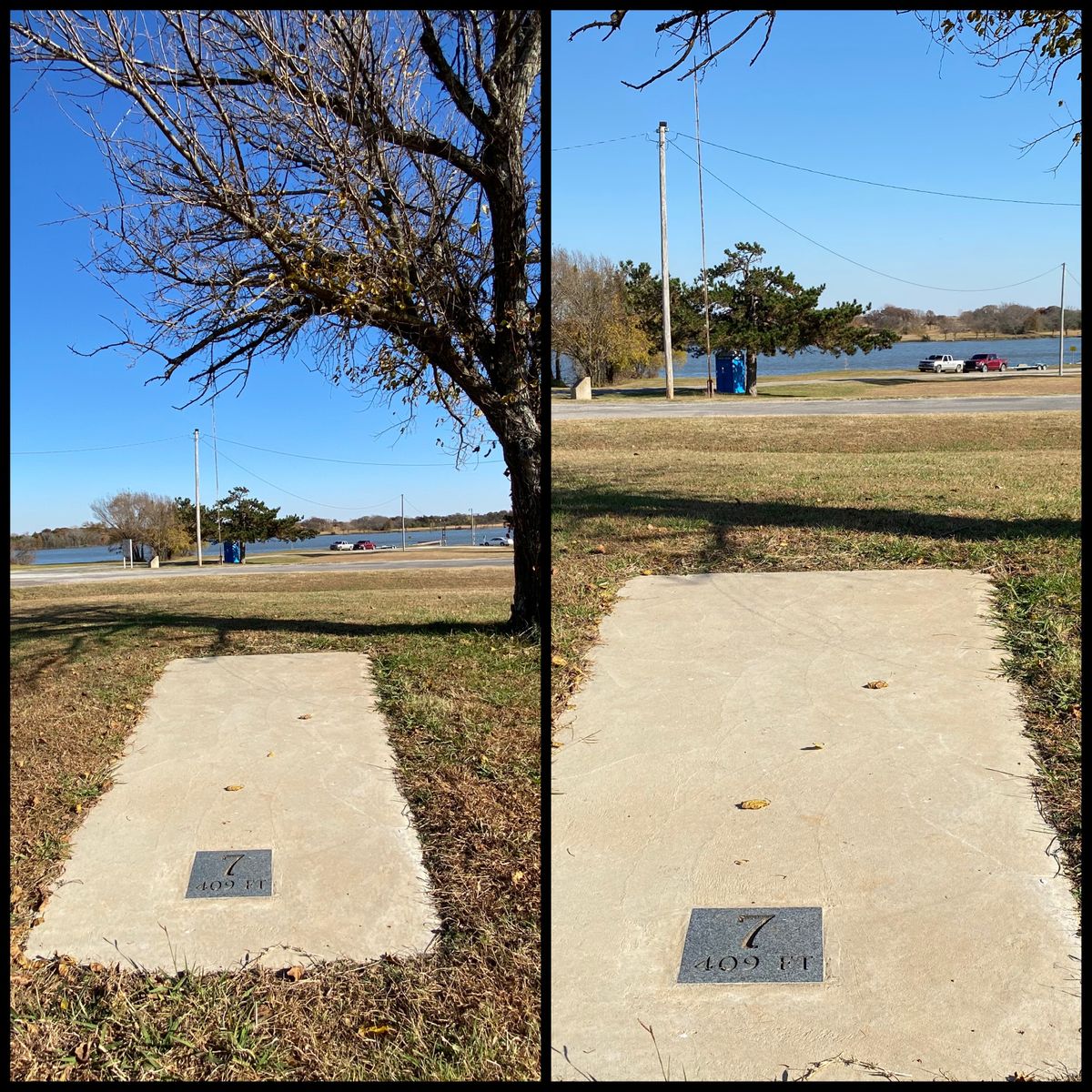 #7 Tee Throwing east towards those trucks