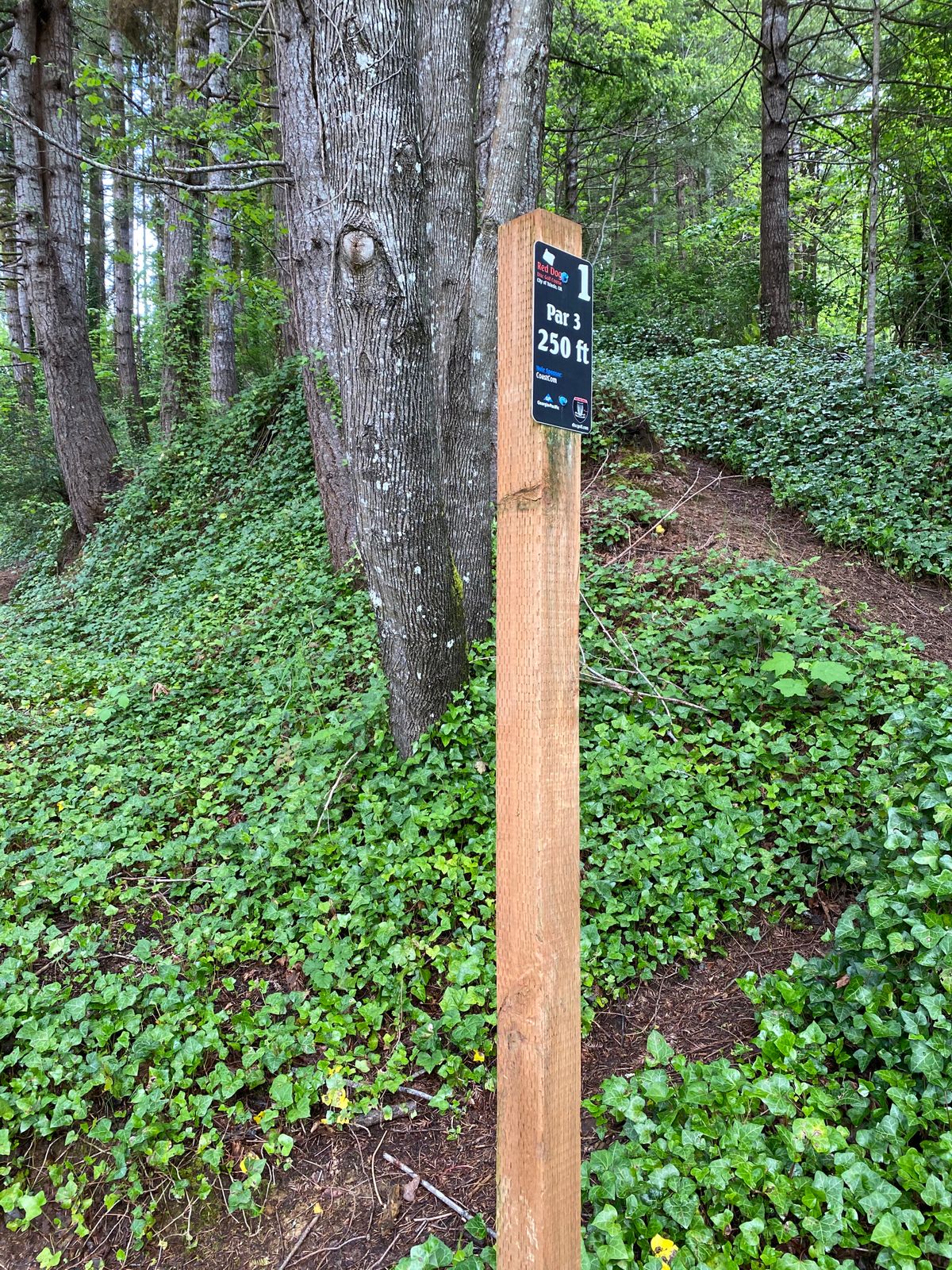 All tees have signage like this.