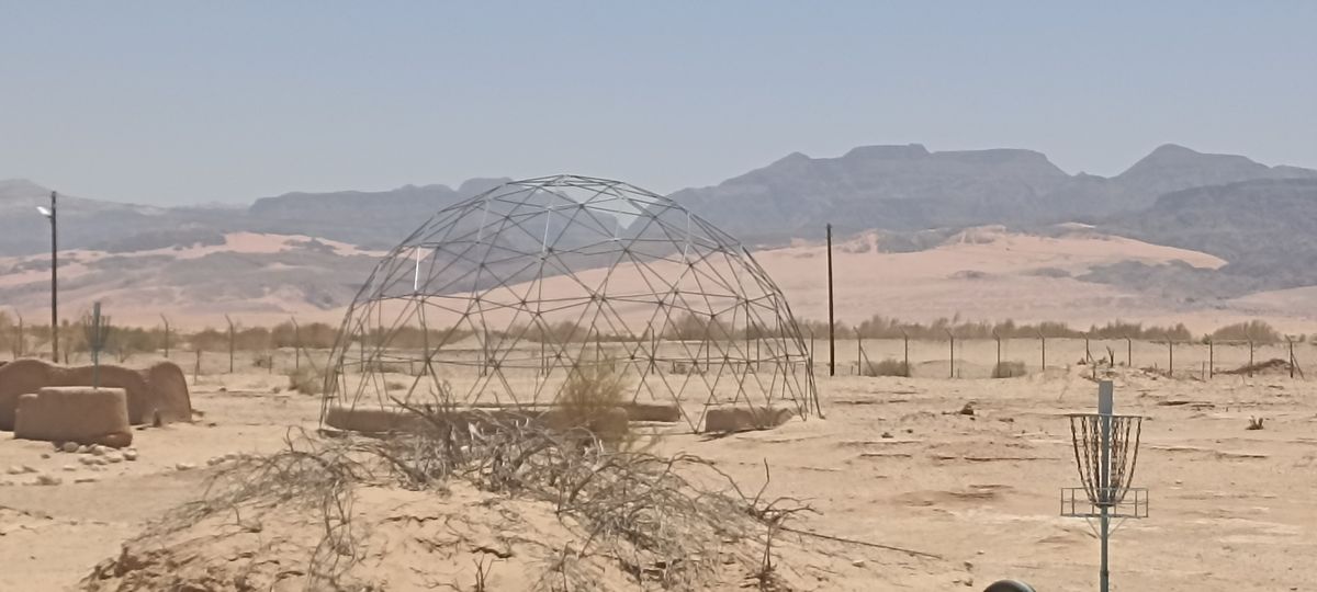 The Jordan mountains behind holes 3 and 5 with the raised basket