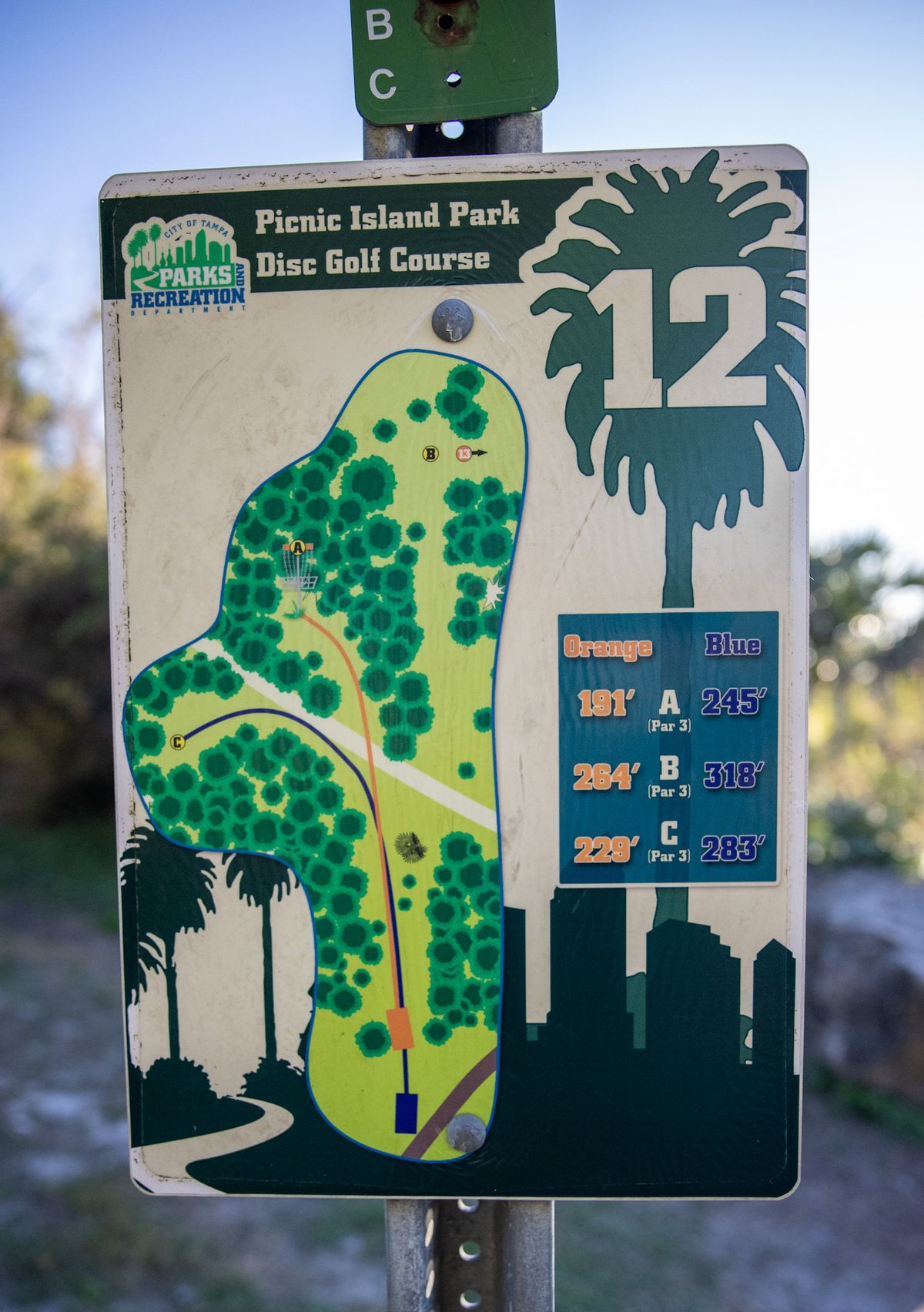 Hole 12 sign.