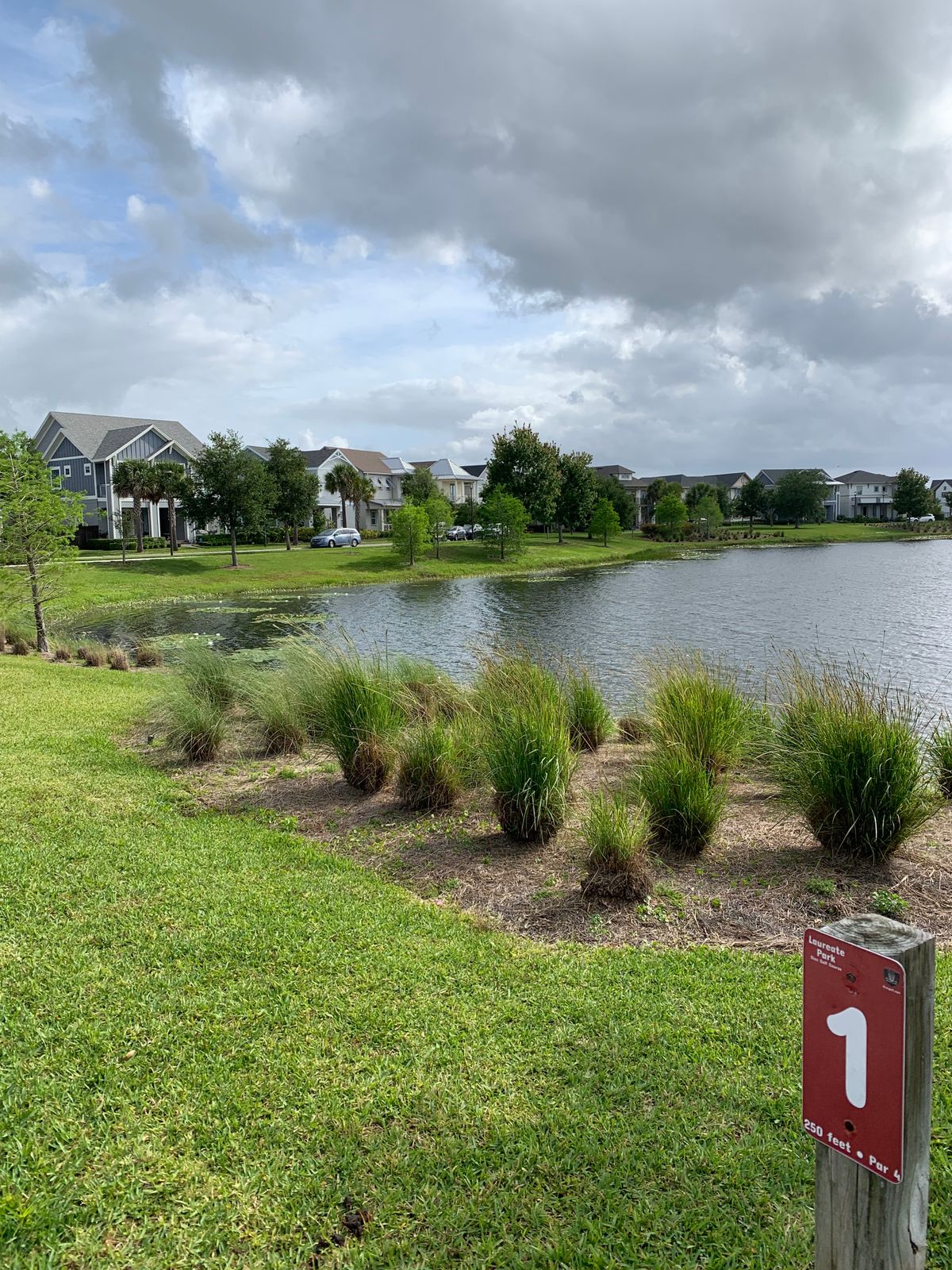 Hole 1 is a 200 ft lake carry favorite hole
