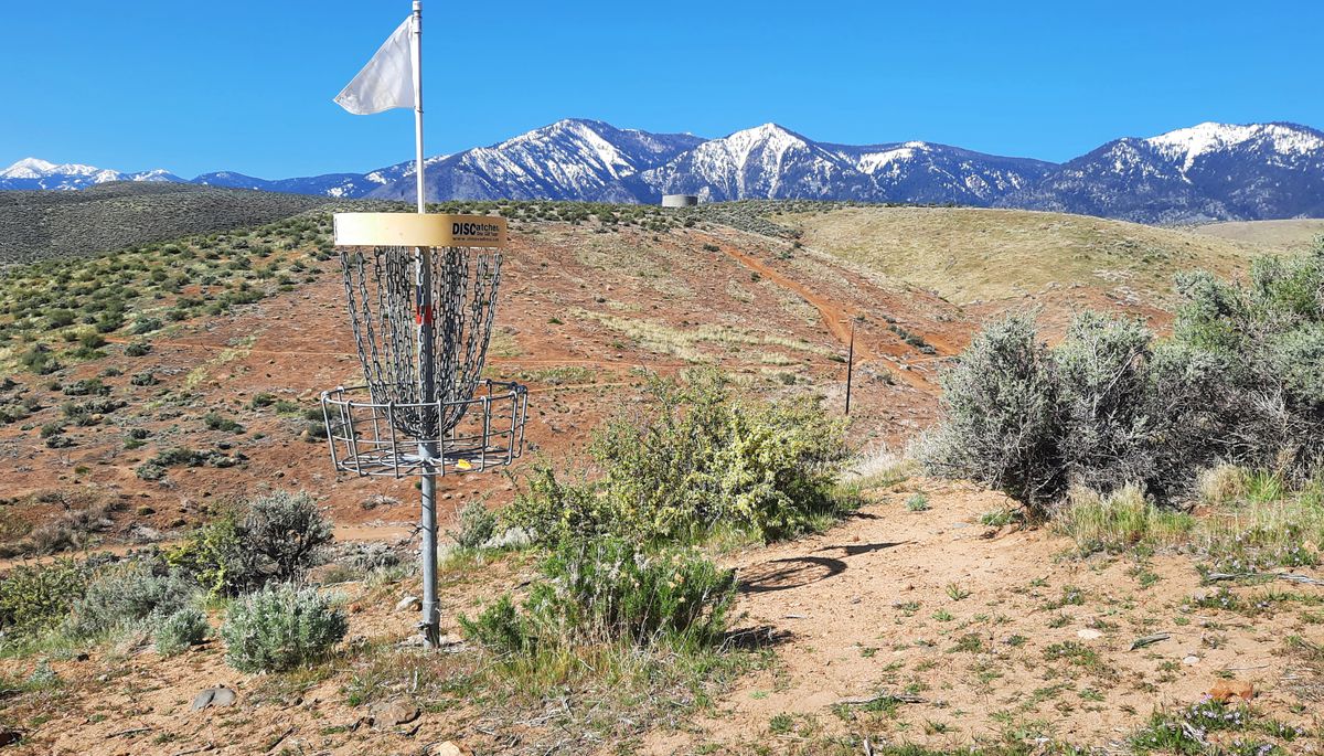 Hole 8. Short uphill shot. Mind the wind.