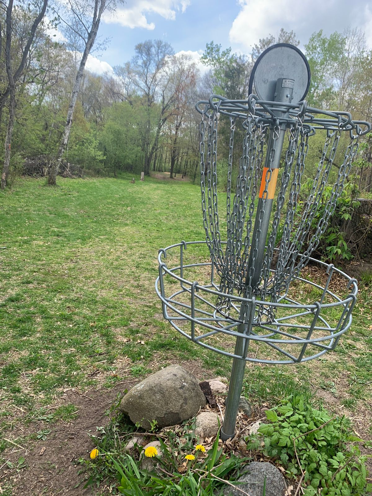 View looking down the fairway from hole 18 basket.