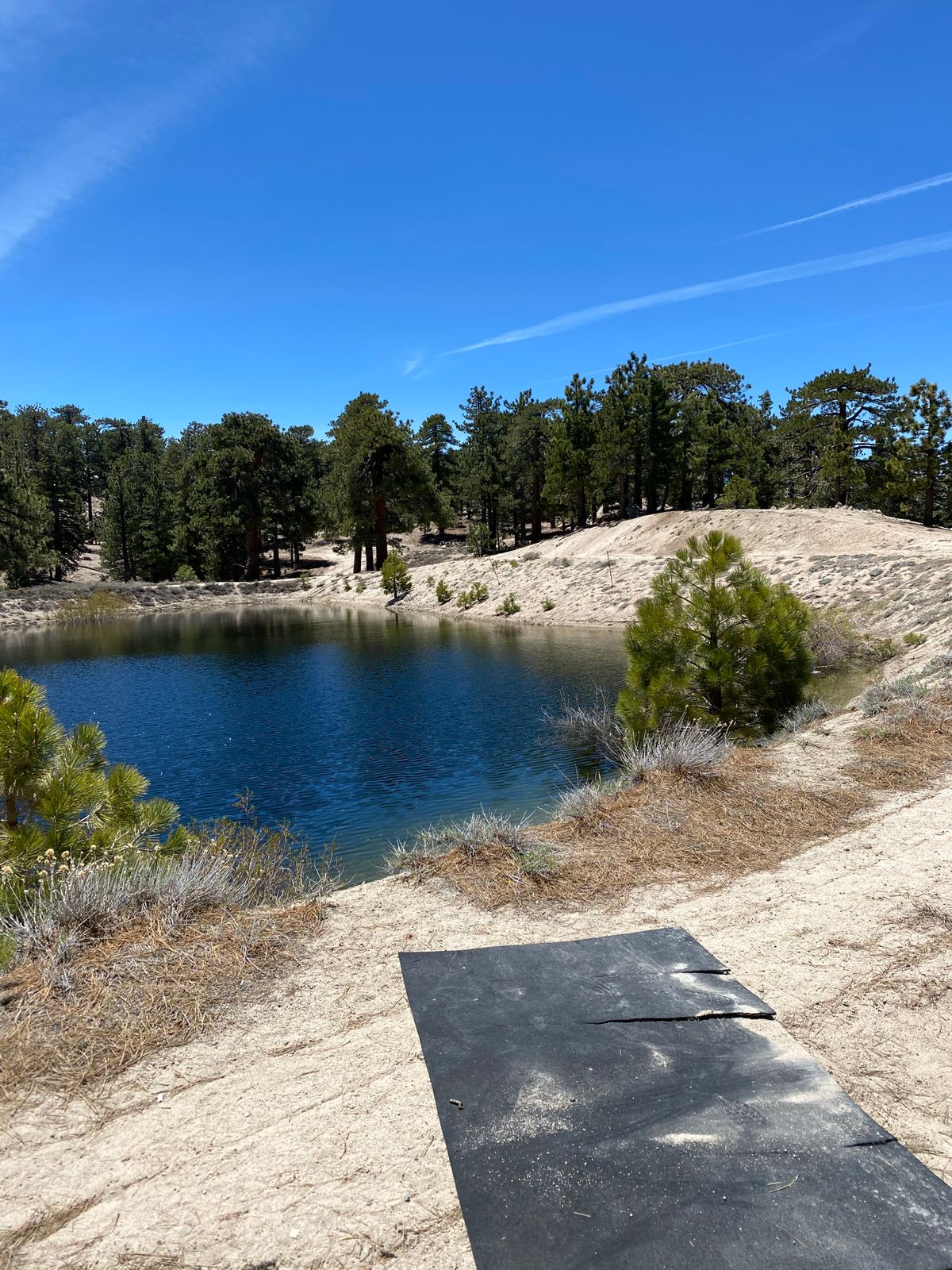 Tee of hole 4. Par 4 over the lake. Basket across the lake and up to the right another 300 ft