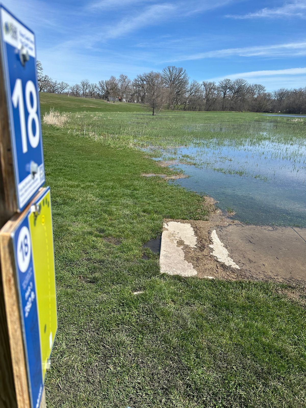 Tee box is under water but hole is playable in front of