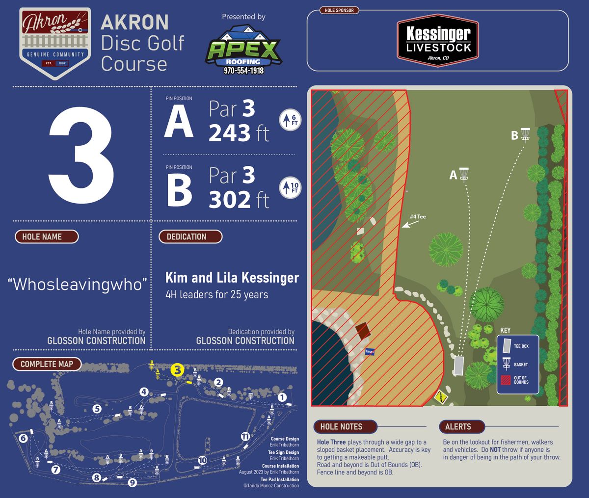 Hole 3 tee sign