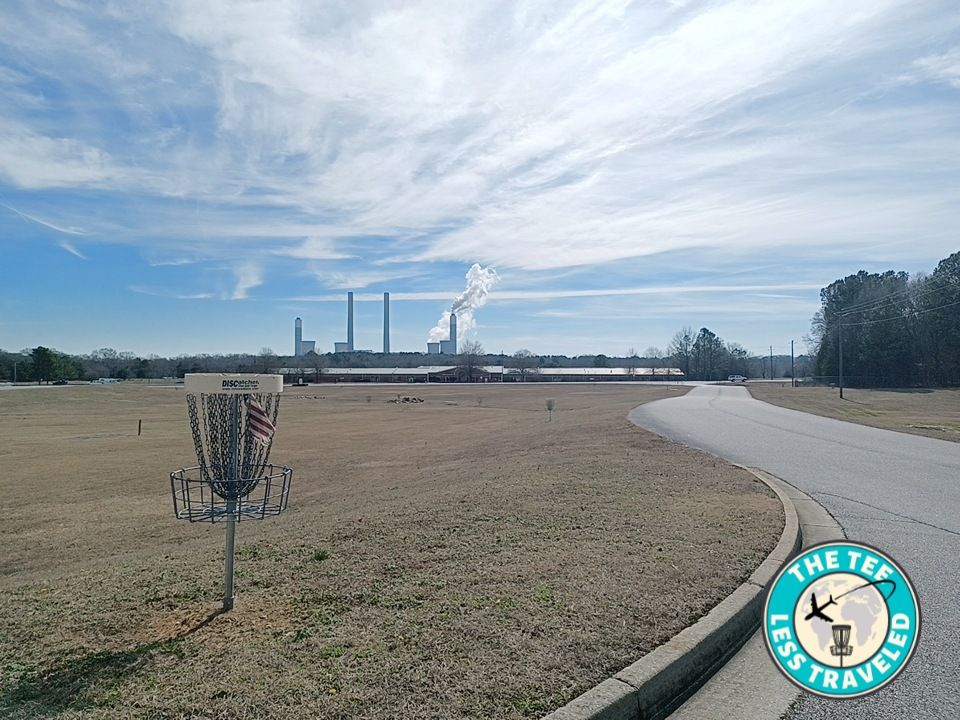 One of the largest power plants in North America overlooks the course