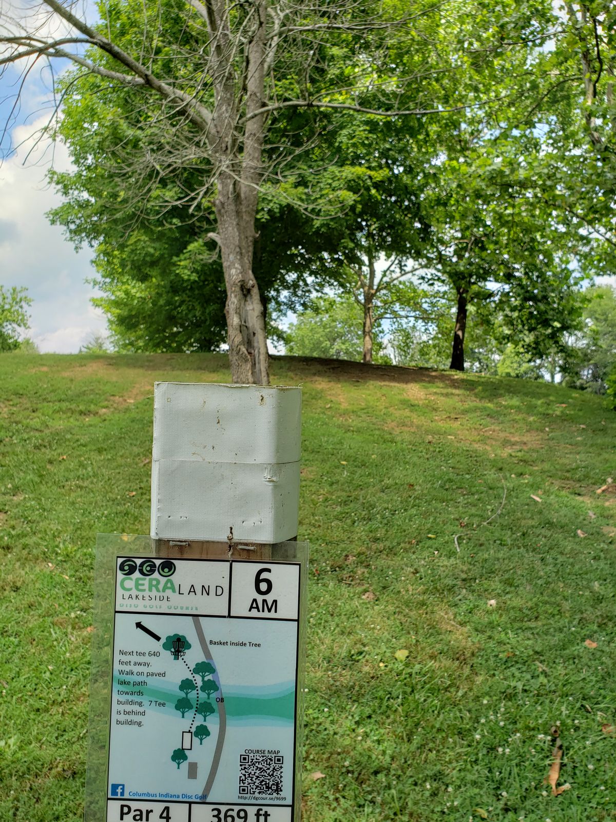 #6 Tee Shot view straight up hill, Basket no where in sight.