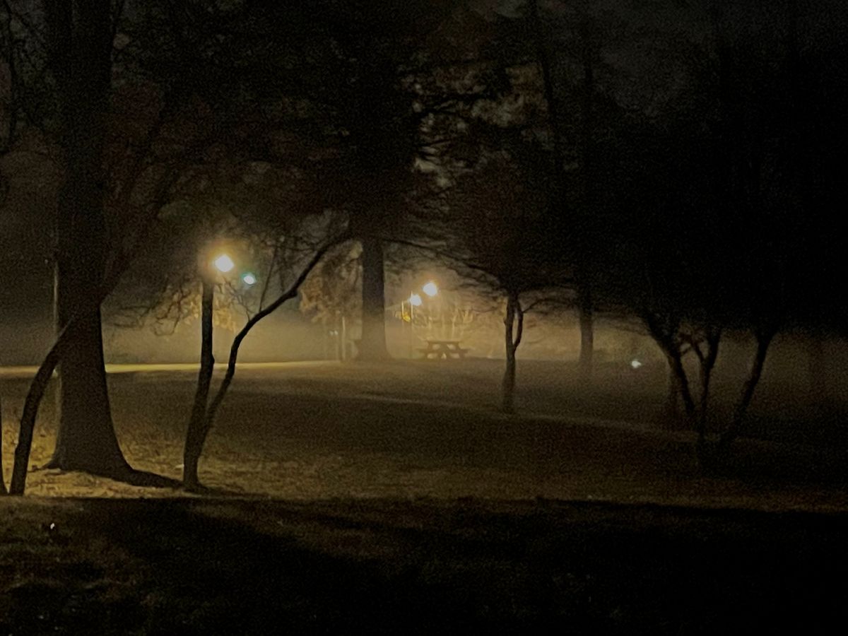 View of hole 1 during a glow round