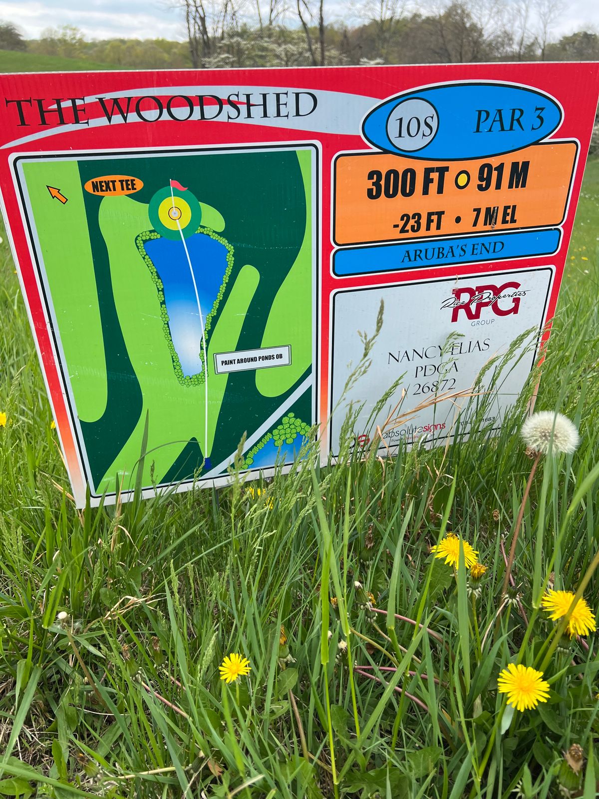 Hole #10 sign (short)