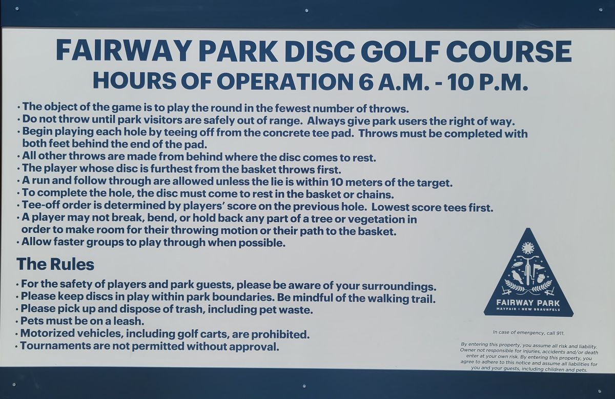 Fairway Park DGC Information