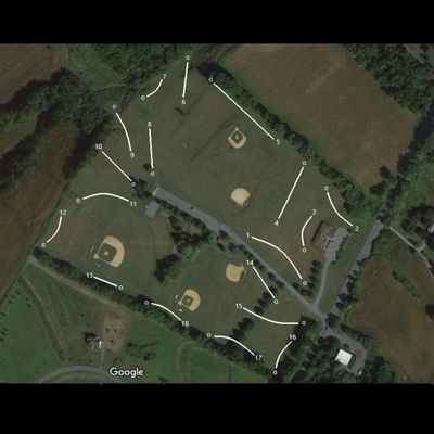 Course map. Hole 16 in between holes 15 and 17