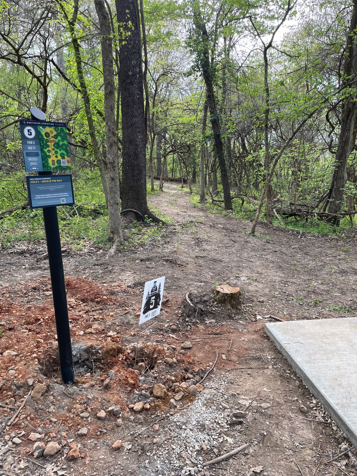 Hole 5 tee and basket.