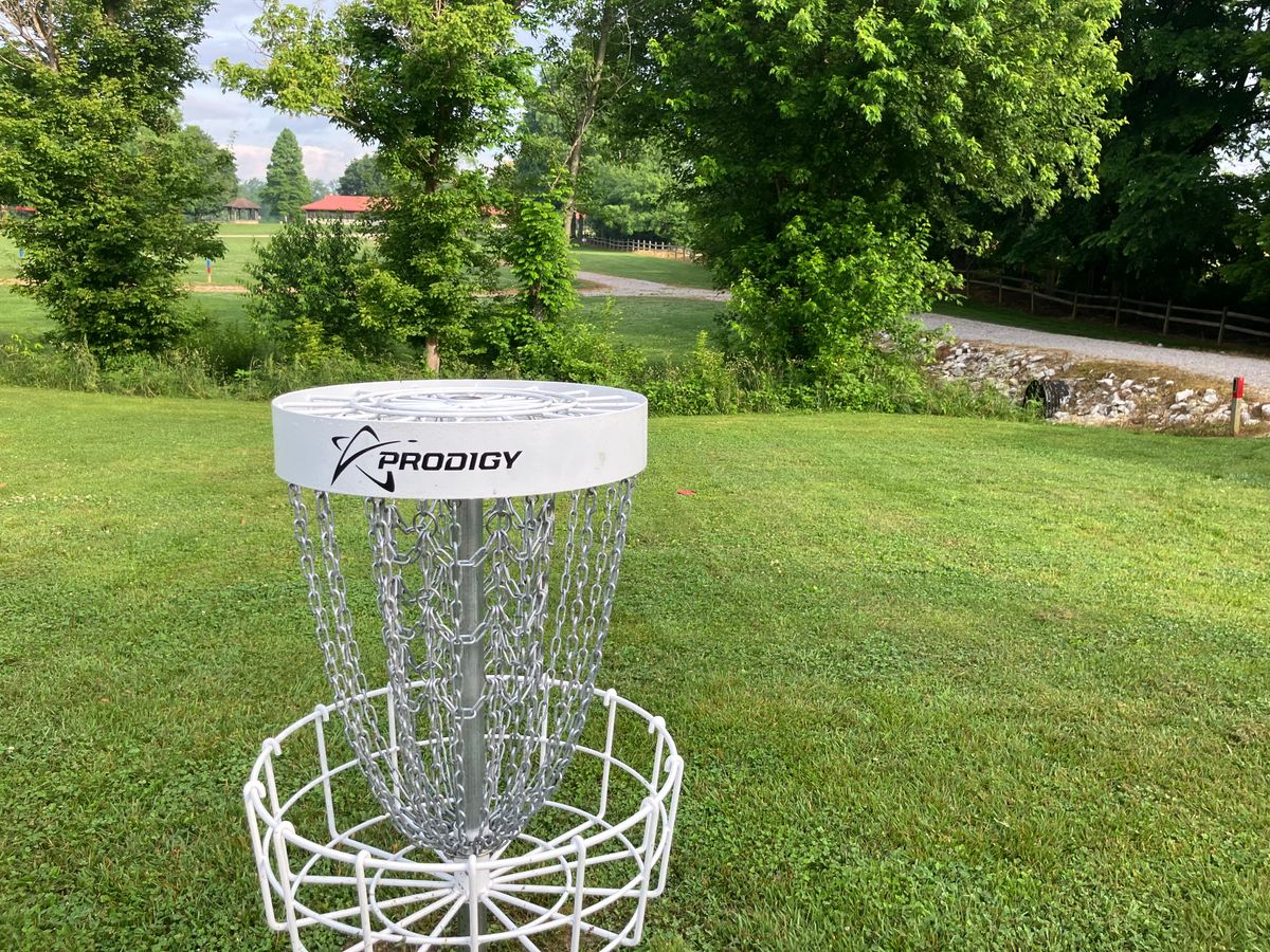 Hole 5 basket looking at tee box.