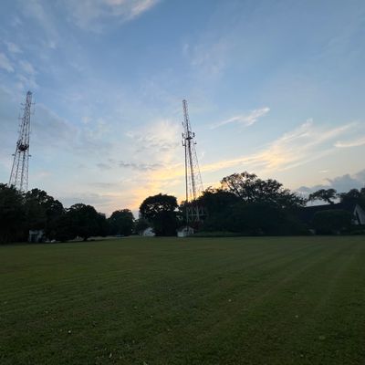 The twin TV towers are easily visible from most of the surrounding area and the base of the tower on the left is the home to Hole 18 basket.