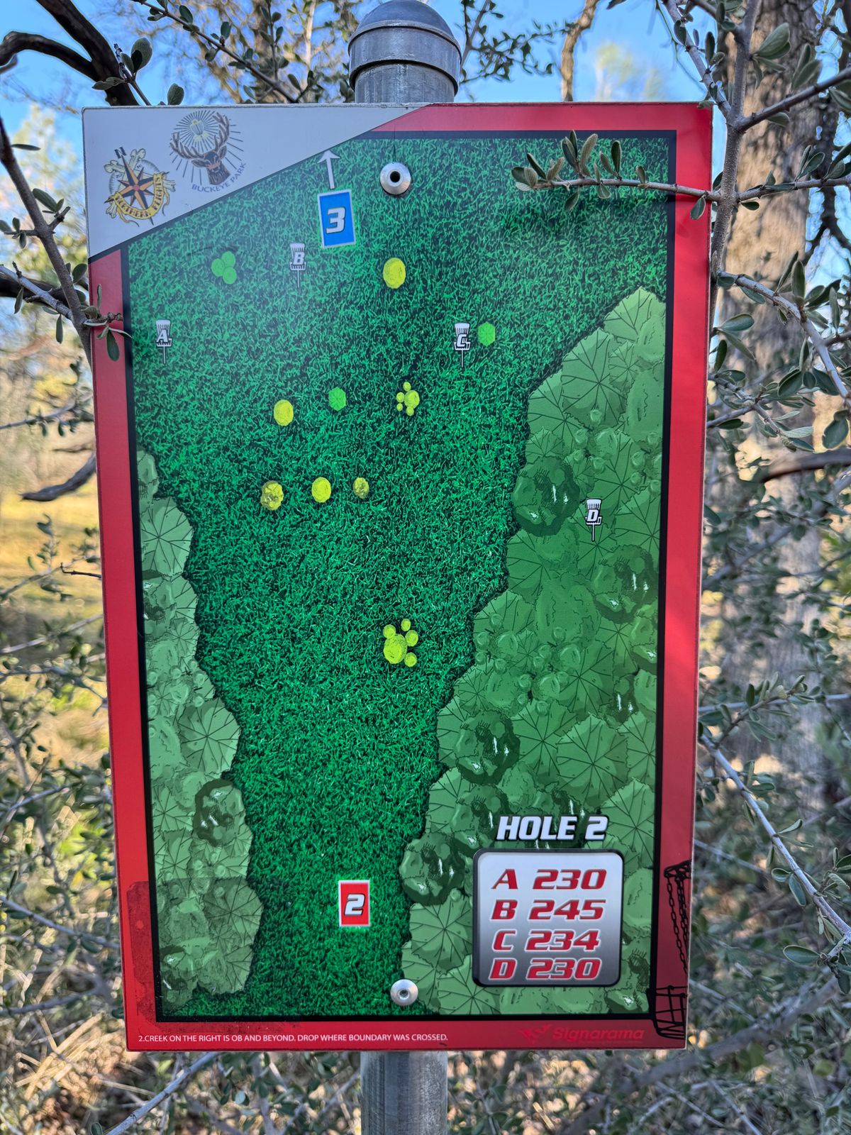 Hole 2 Tee Sign