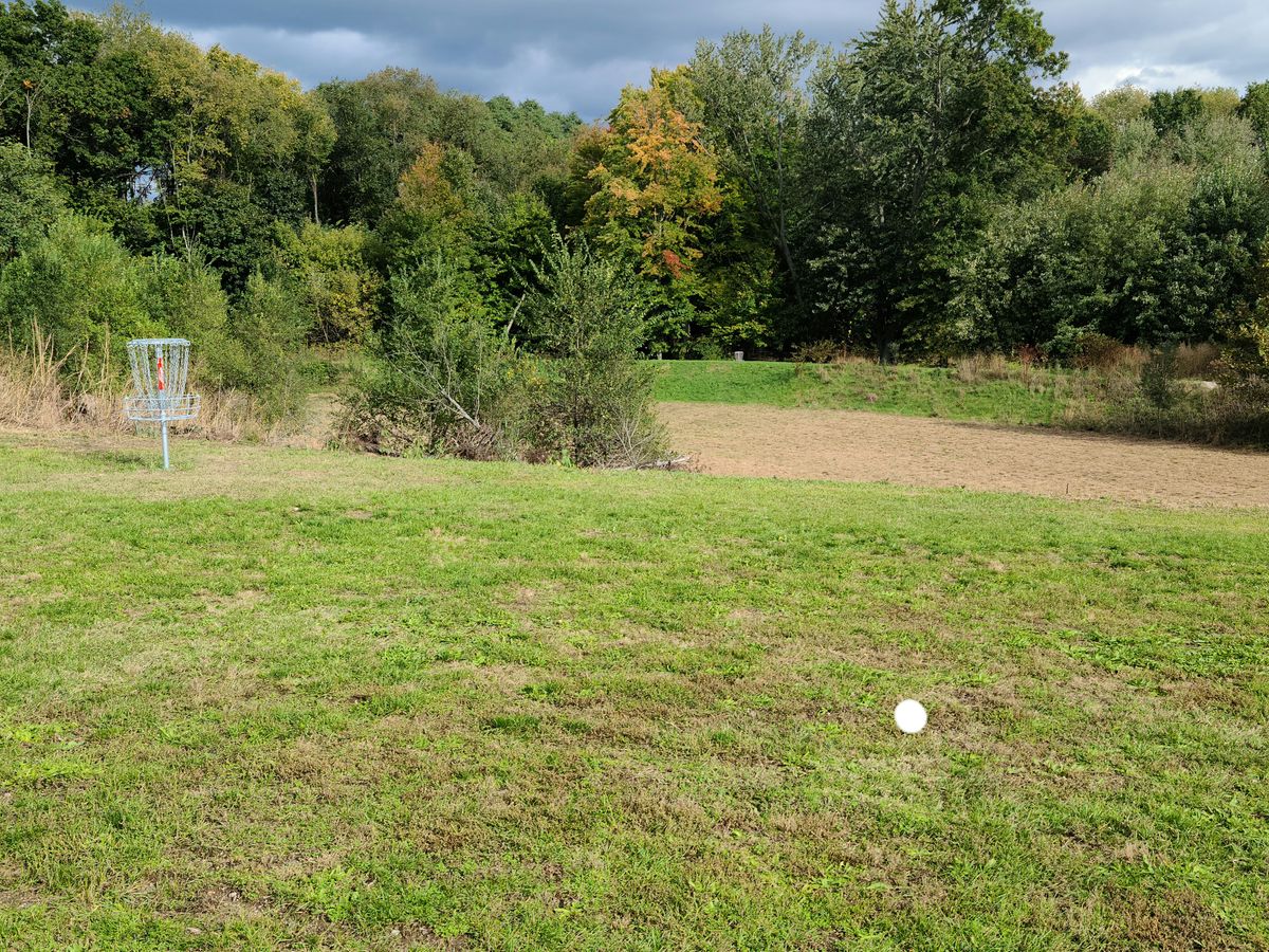 #9 Basket with #1 fairway and basket in background