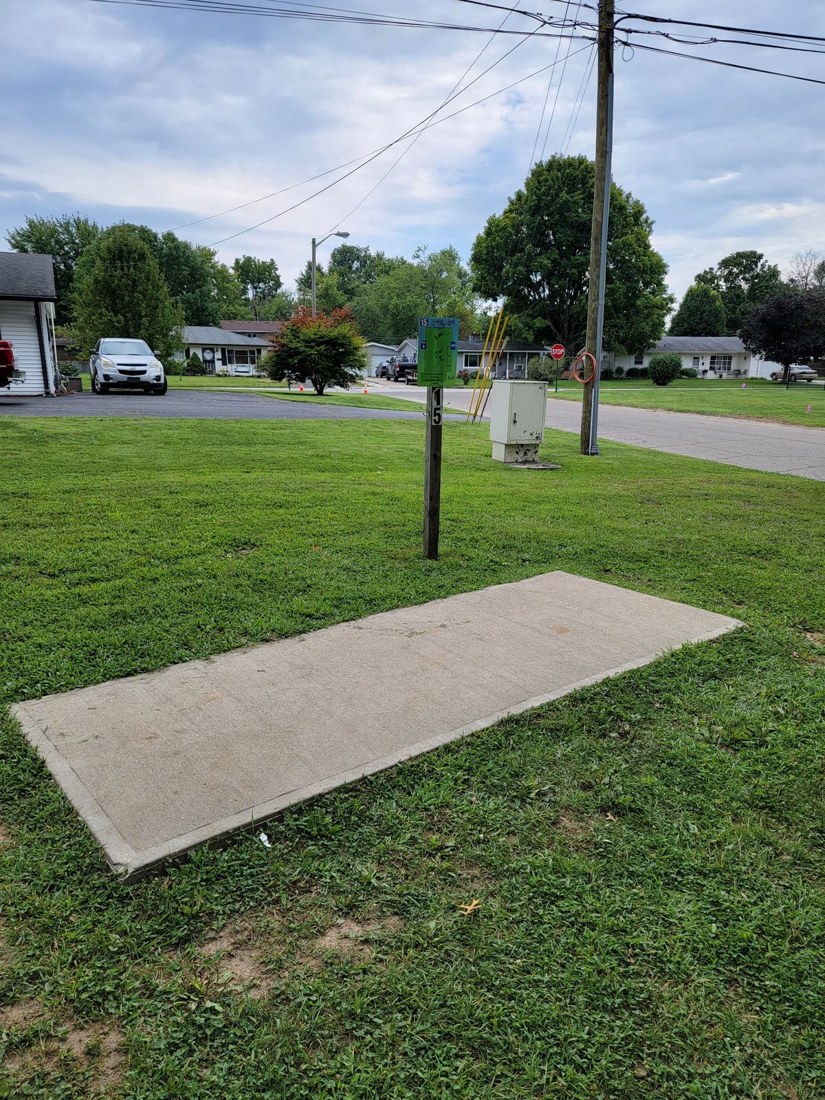 Hole 15 tee is back up by the road.