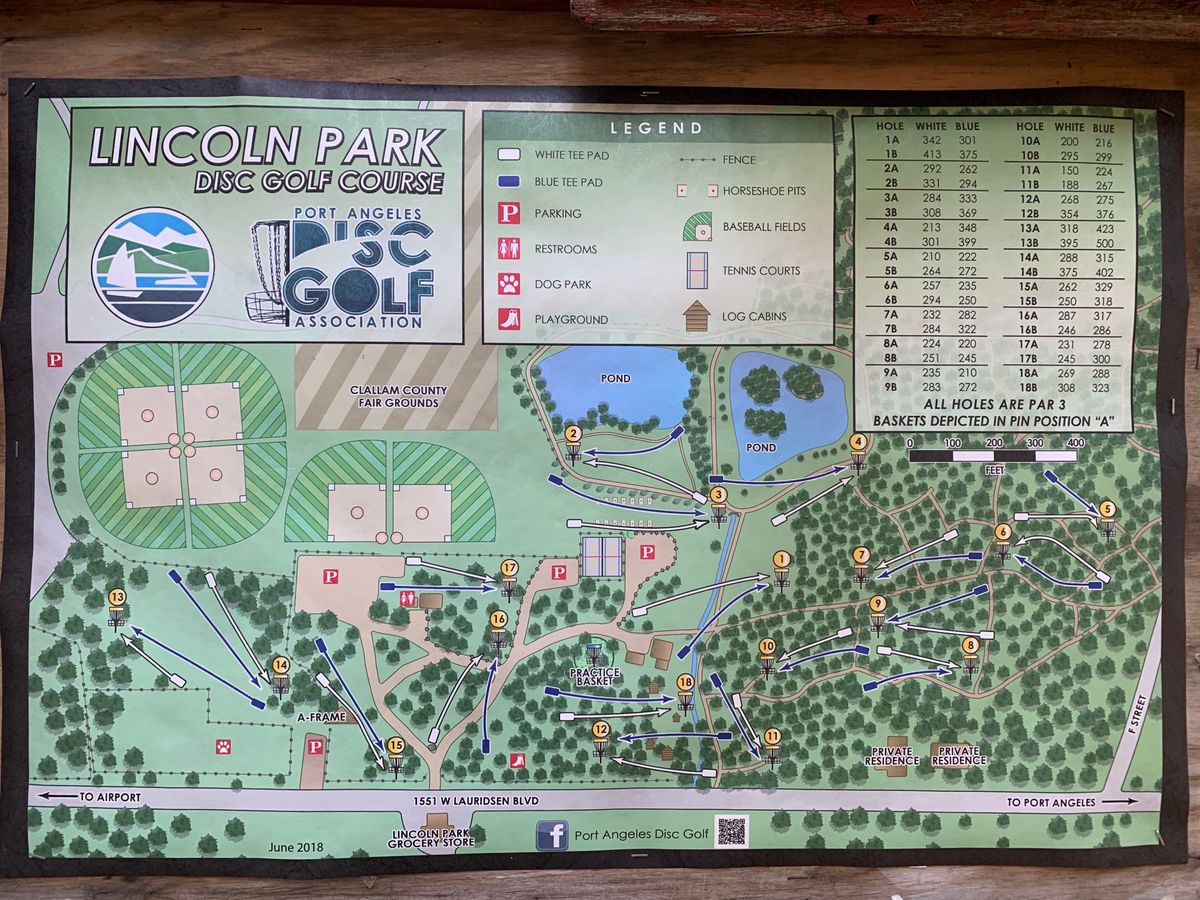 Course map locates next to 1 Basket tee pad