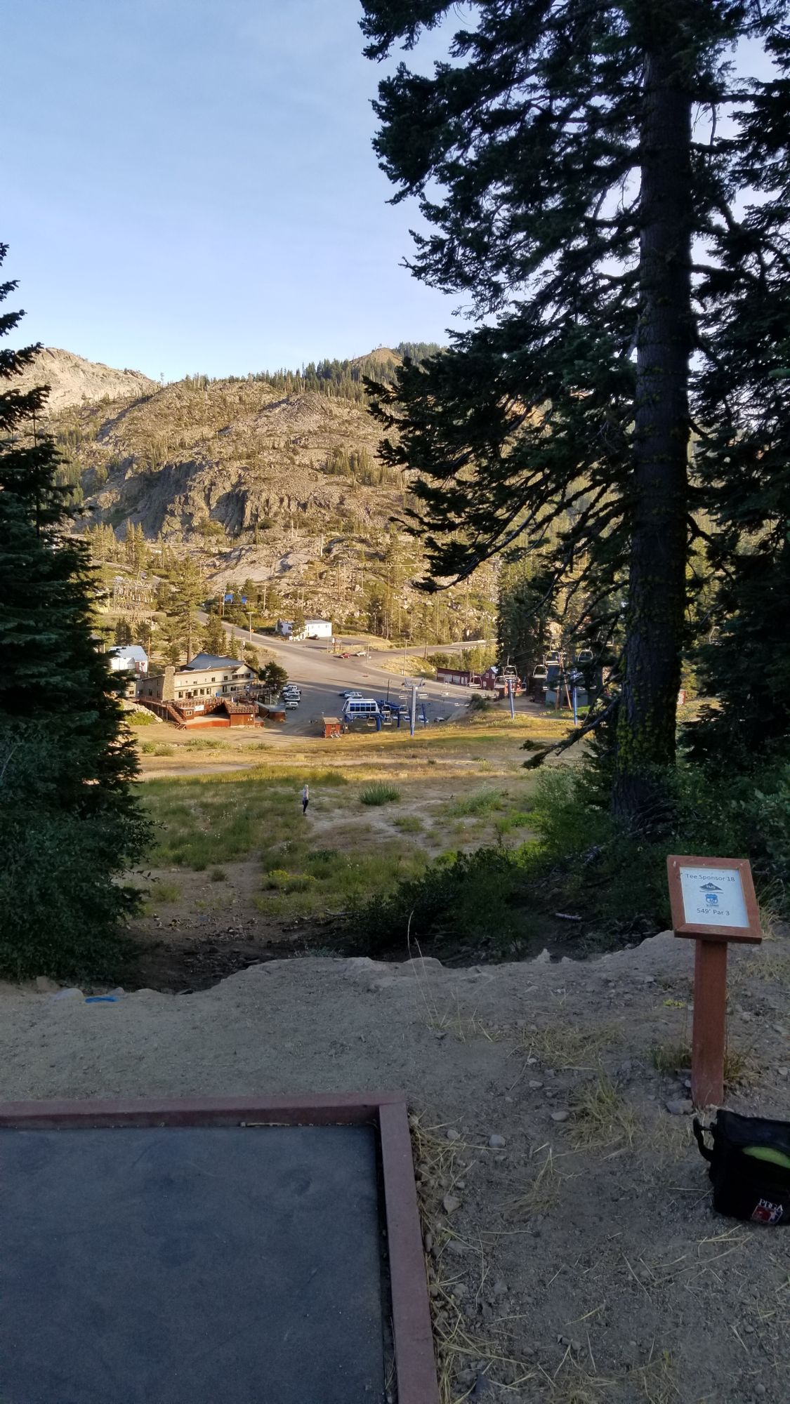 Launching one down a ski run for hole 18. Awesome way to finish this beautiful course.