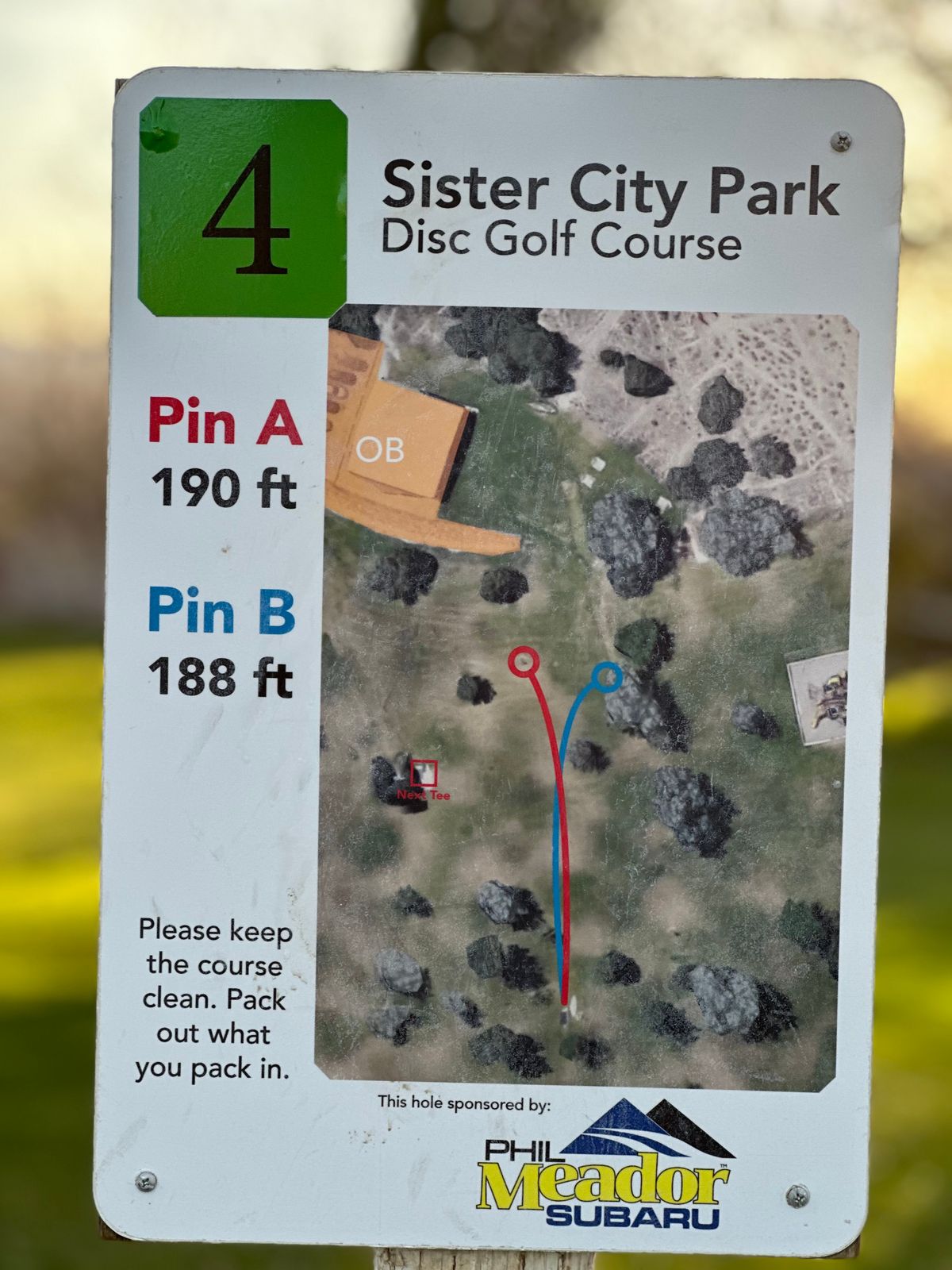 Hole 4 Tee Sign