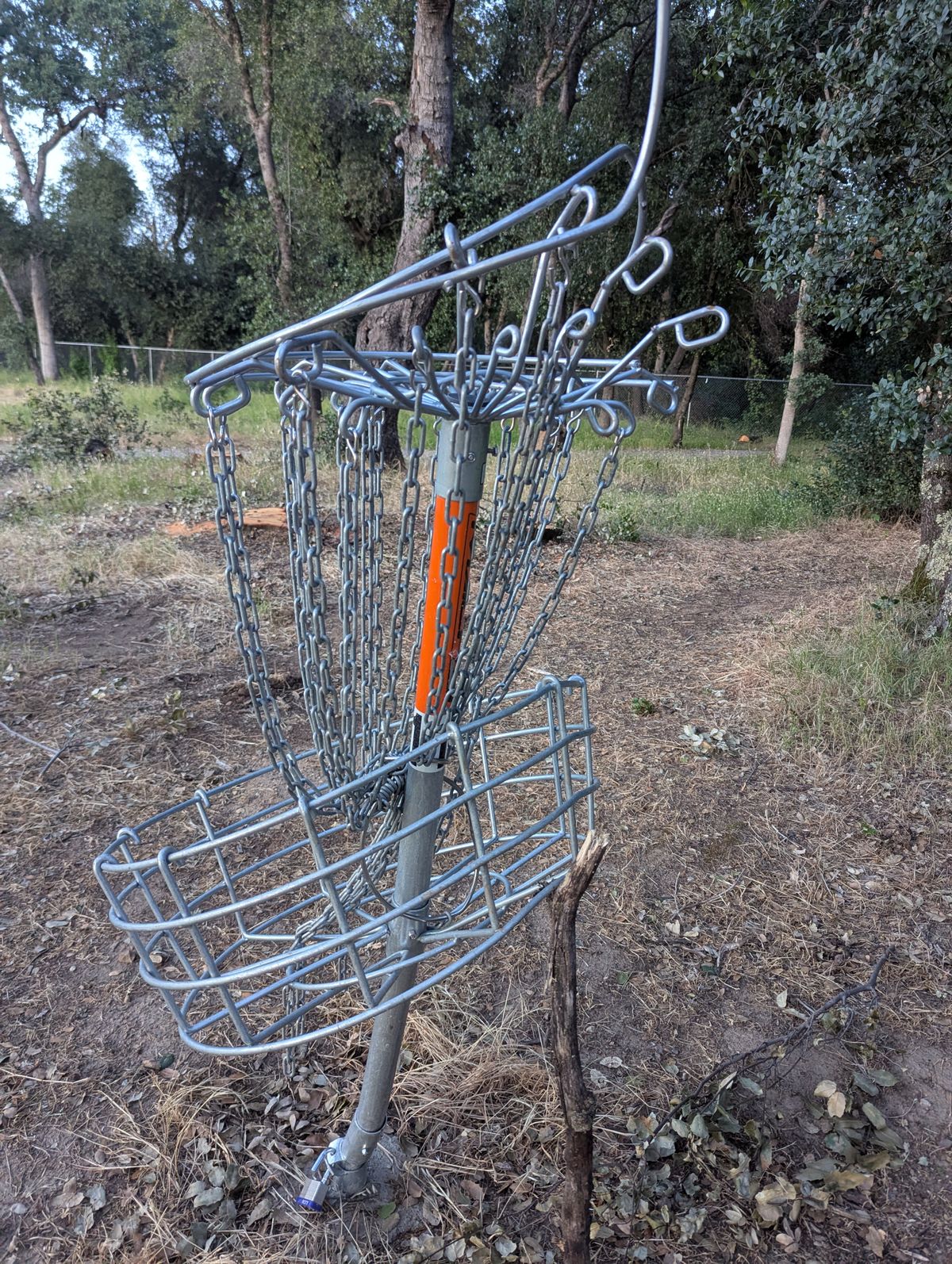 Marked hole 12's basket in the back corner.