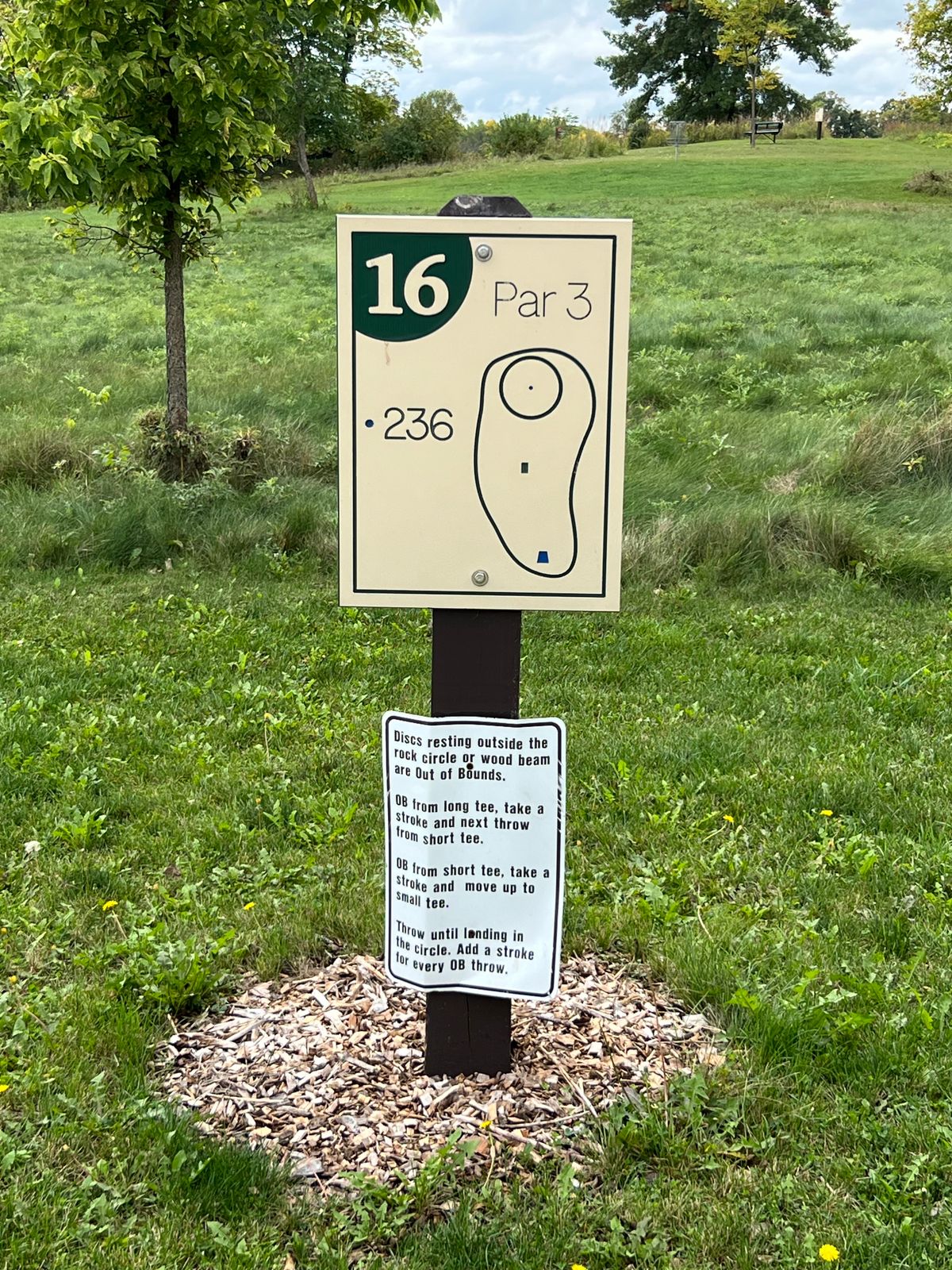 Instructions for the hole 16 island green
