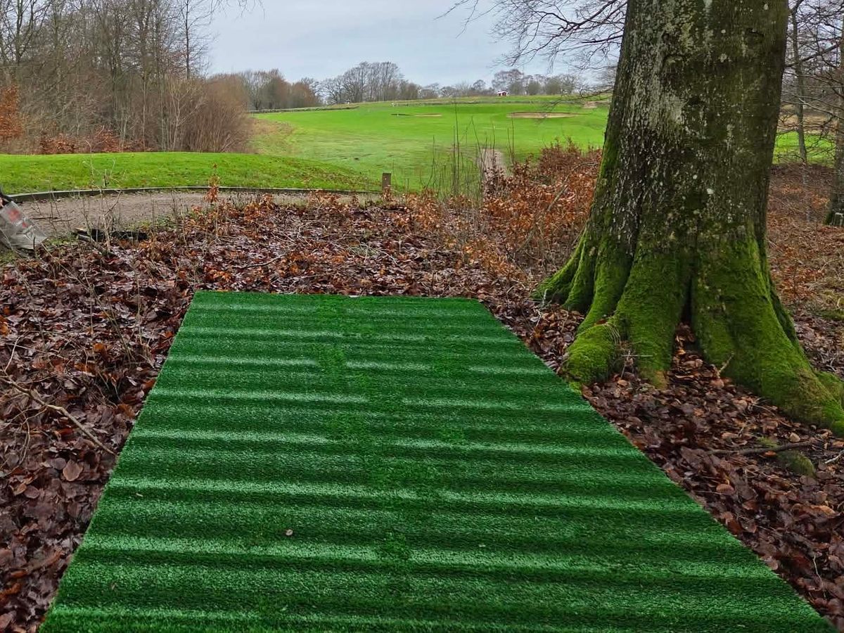 Hole 12 - a tricky par 4 with a sharp dogleg left to the basket