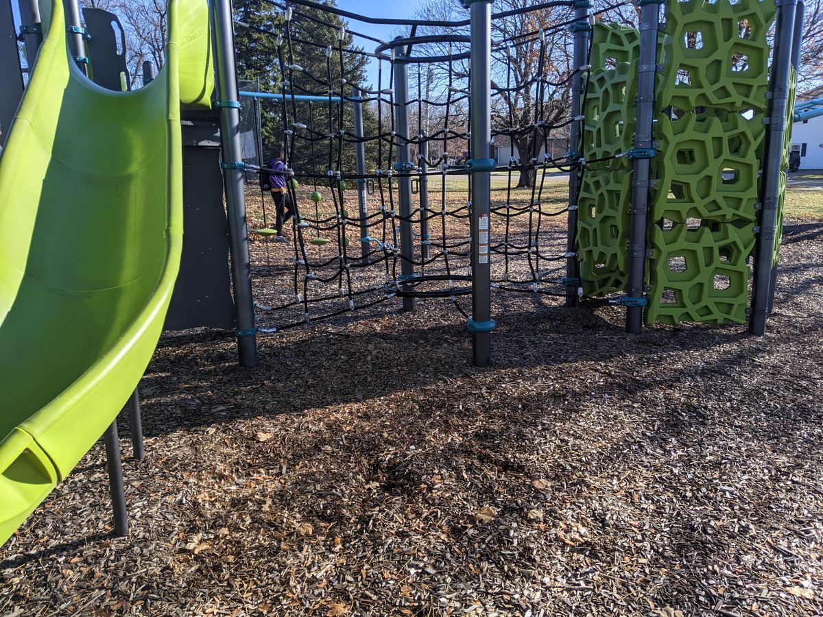 I had an errant shot so actually had to go over the playground but even if you have a good shot, you have to go right beside it.