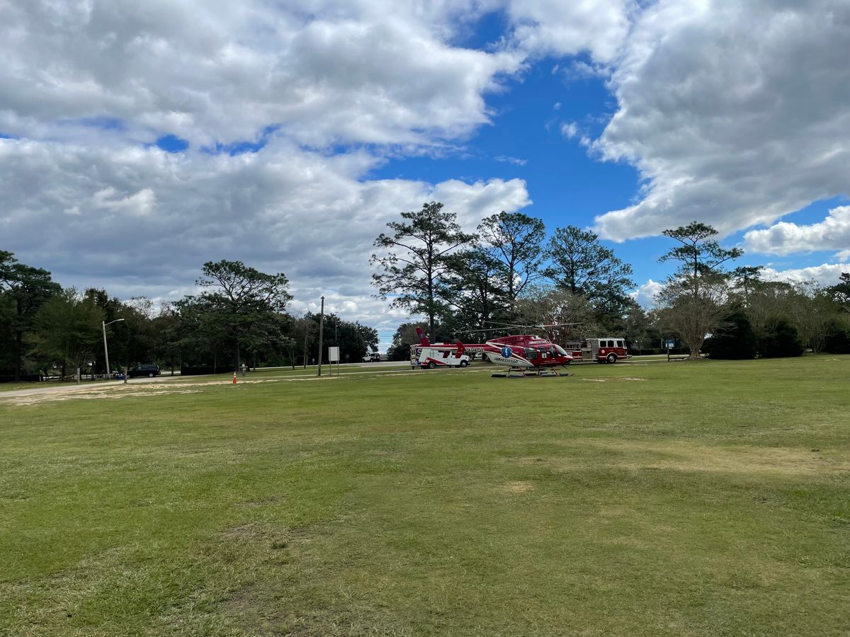 Gotta love a helicopter in the fairway. Saving lives is a valid reason though.