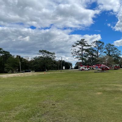 Gotta love a helicopter in the fairway. Saving lives is a valid reason though.