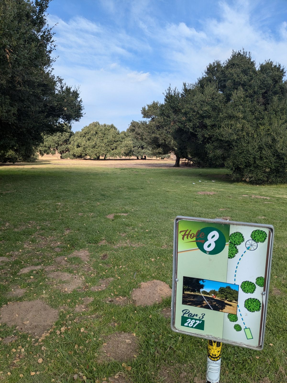 Hole #8 out and dog leg right. With enough practice this fould be a very aceable hole.