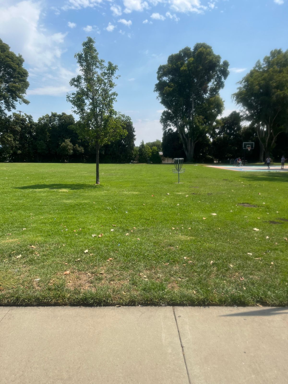 Looking down fairway of hole 1 with hole 4 in foreground