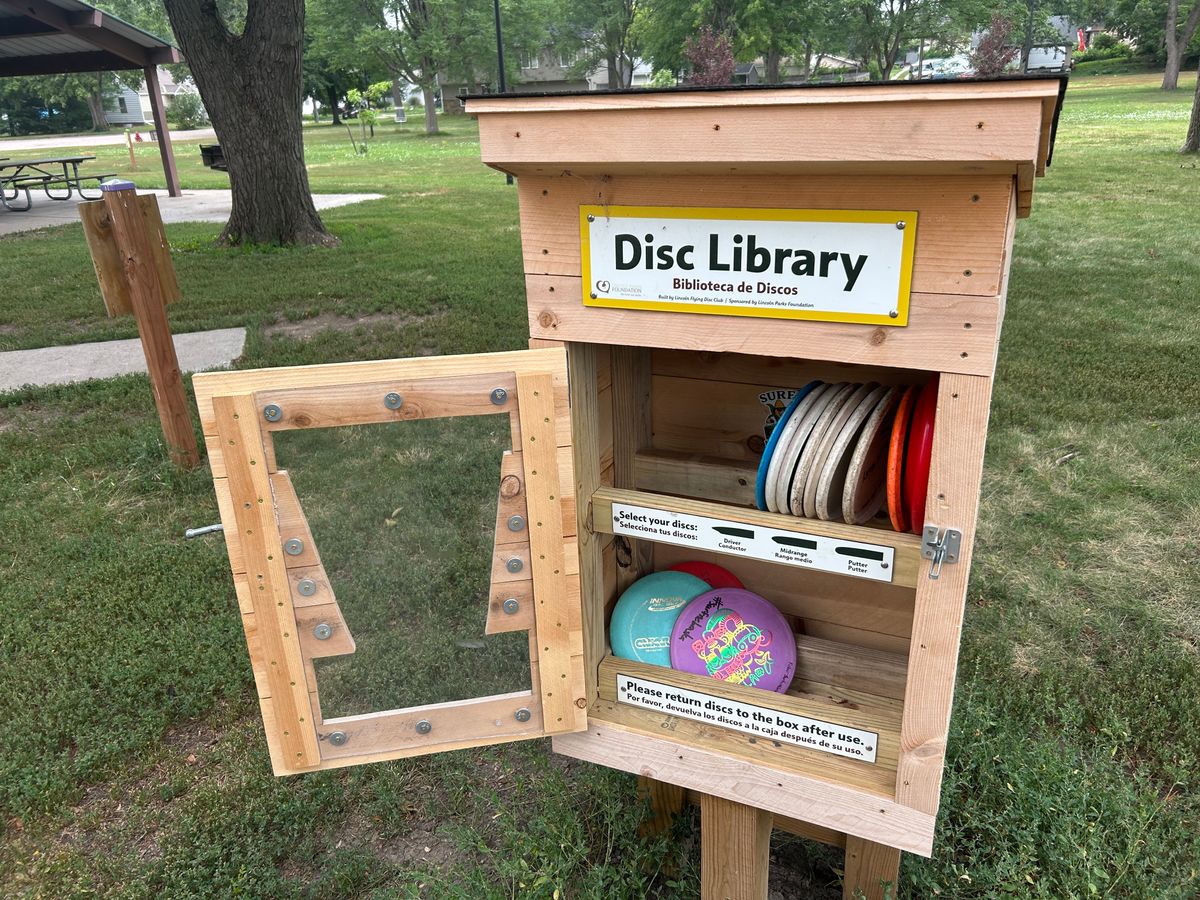 Don’t have a disc? No problem! Borrow a free one from the disc library on hole 1.
