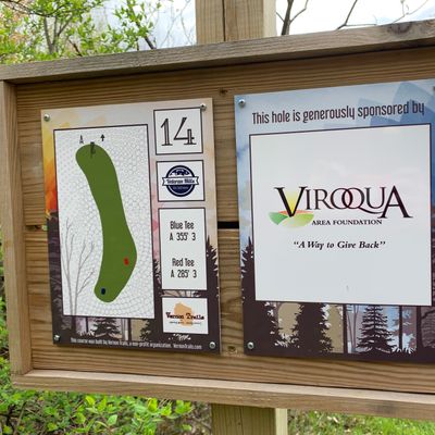 View of hole map at hole 14.