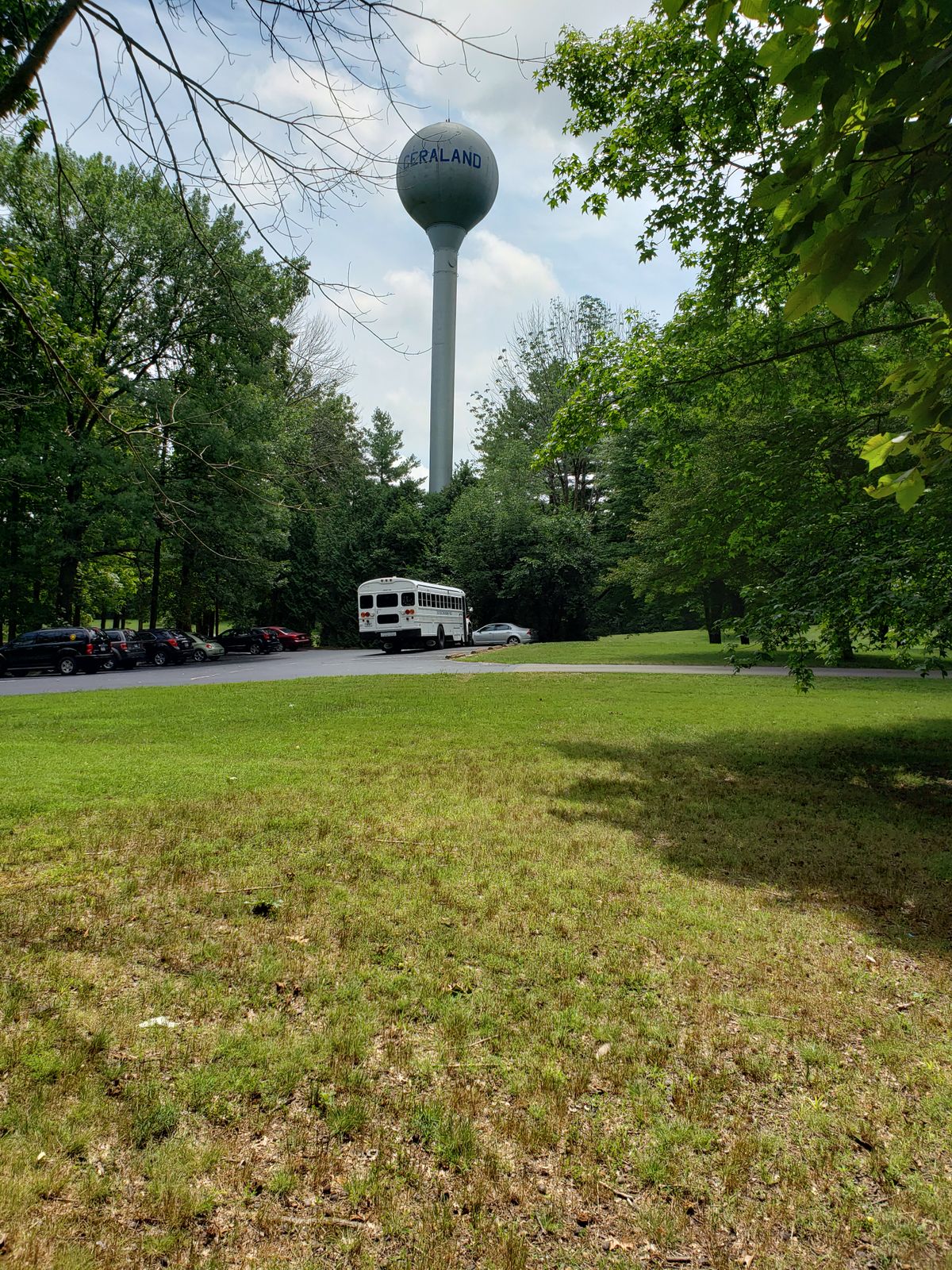 CERAland water tower.  Course has 18 holes with a Pro and Amateur Tee Box for every hole.  Cost to play is $2