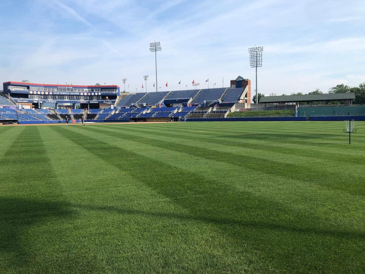A nice shot of the stadium with an outfield hole to the right side