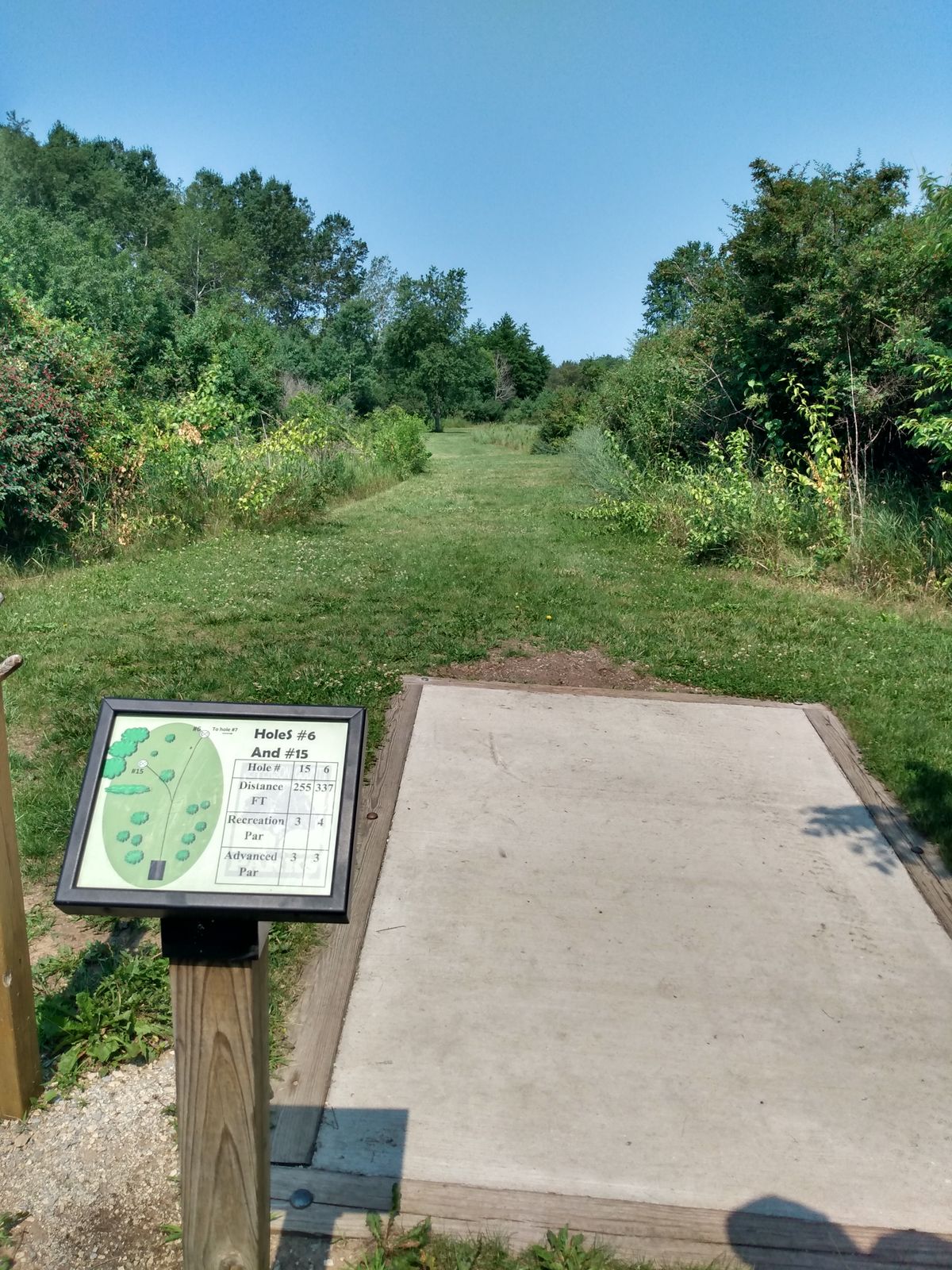 Hole 6 is the long basket and sits off to the right. Hole 15 is the short basket that sits just off to the left a little.