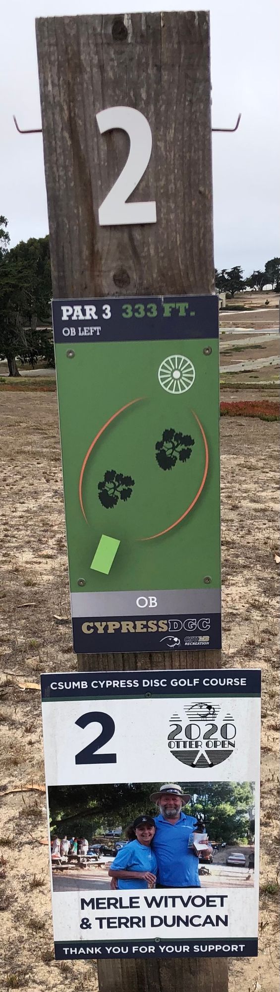 Hole 2's tee sign.
