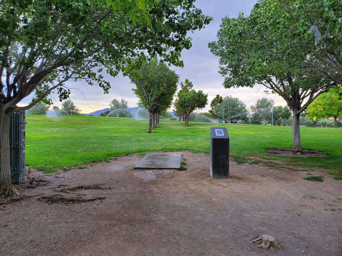 Hole 1.. Water sprinklers make for a more difficult approach.