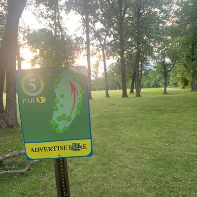 View of hole 5 tee sign & tee area.