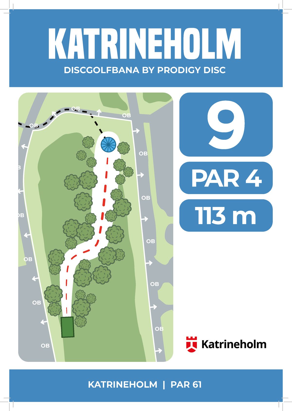 Hålkarta 9, par 4, 113 m