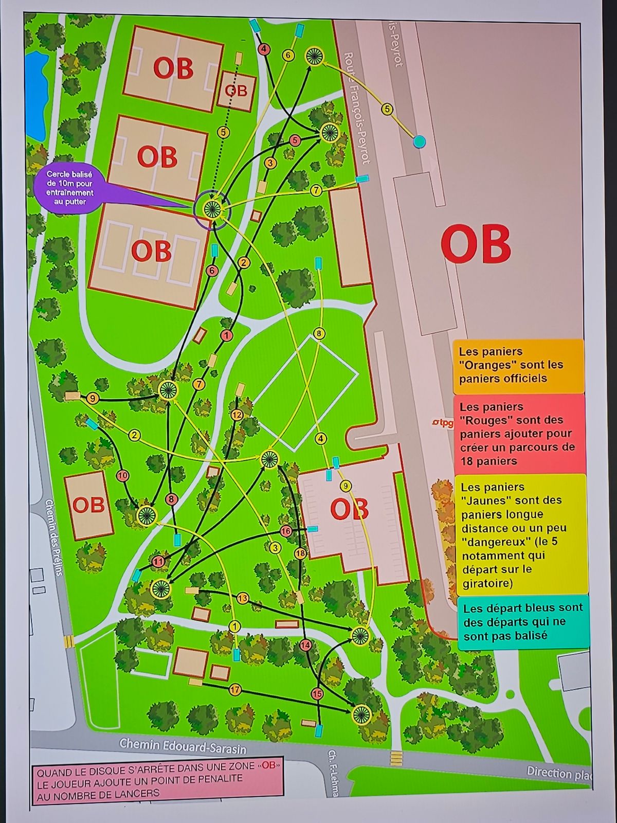some alternative shot to create a 18 holes course.
All is on par 3 !
unfortunately i wasn't able to manage this layout on Udisc