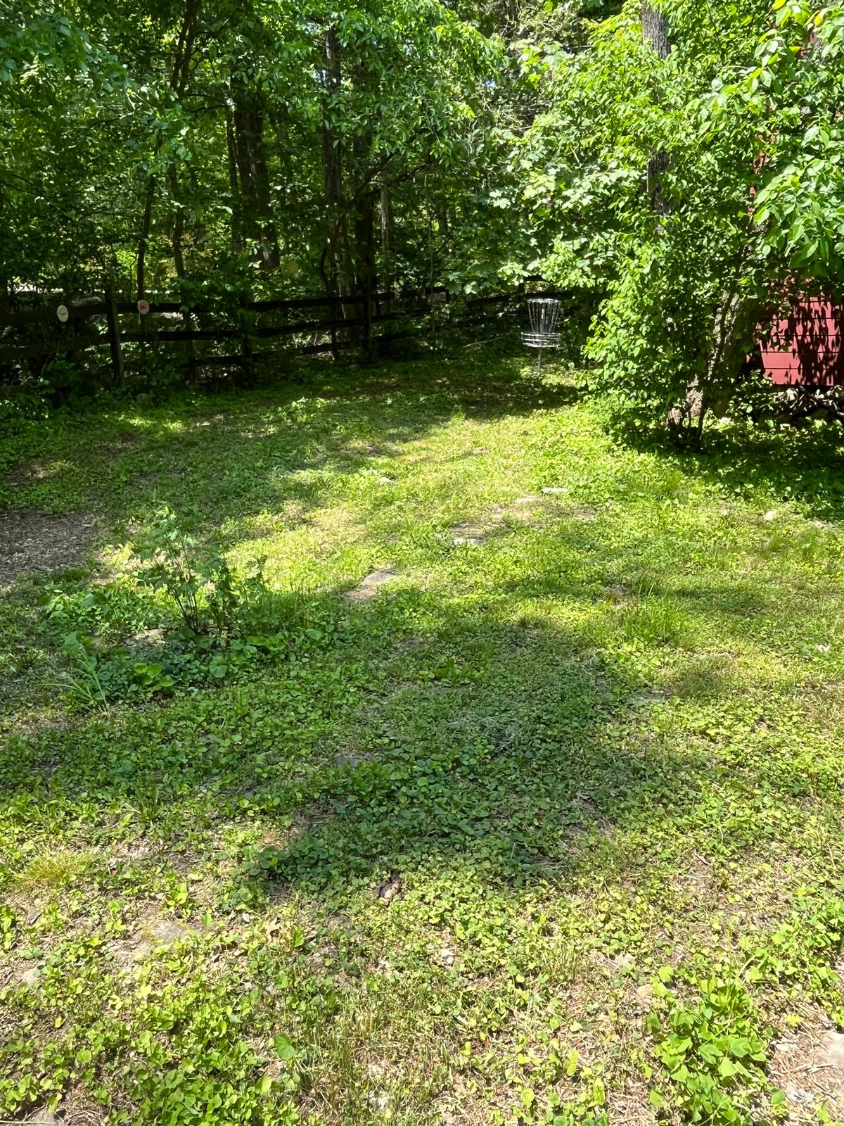 Hole 17 tucked behind barn