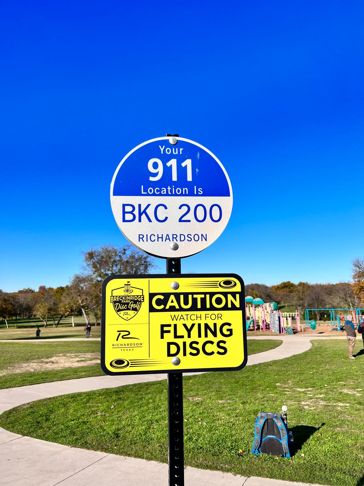 Posted  CAUTION FLYING DISC signs for safety