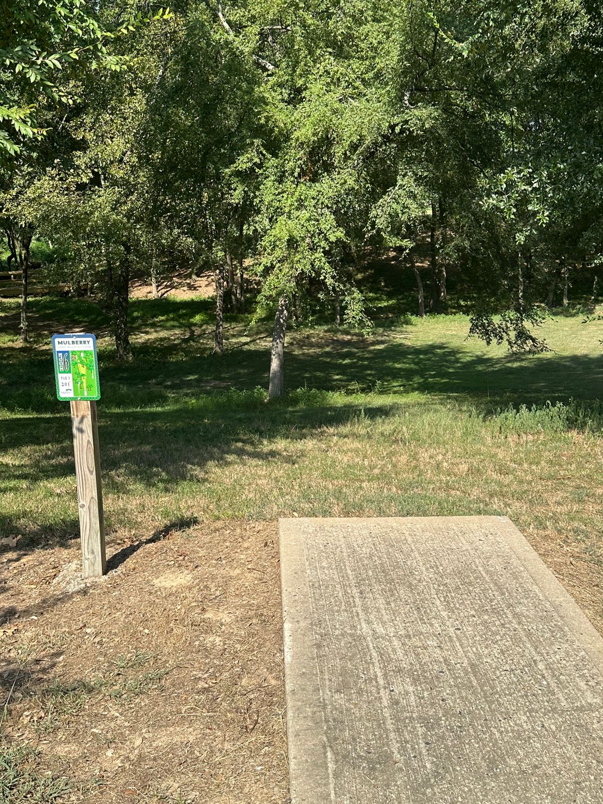 Hole 6 Tee pad Mulberry Arkansas Disc Golf Course